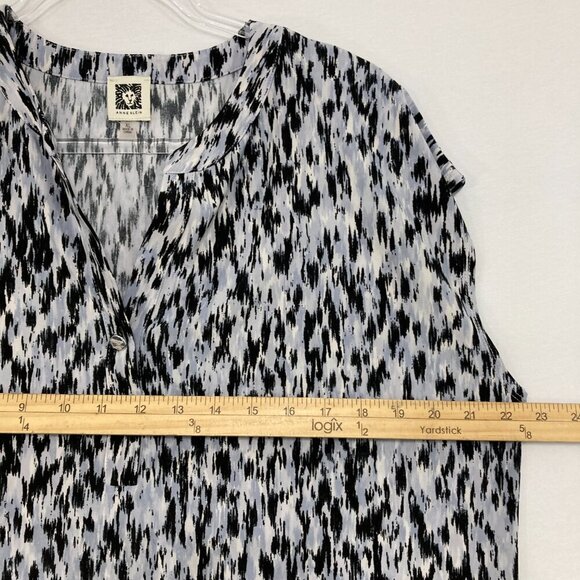 Anne Klein size XL Black Gray Abstract Sleeveless Stretch Knit Blouse Comfy - Picture 8 of 10